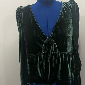 Maeve Deep Green Velvet Blouse